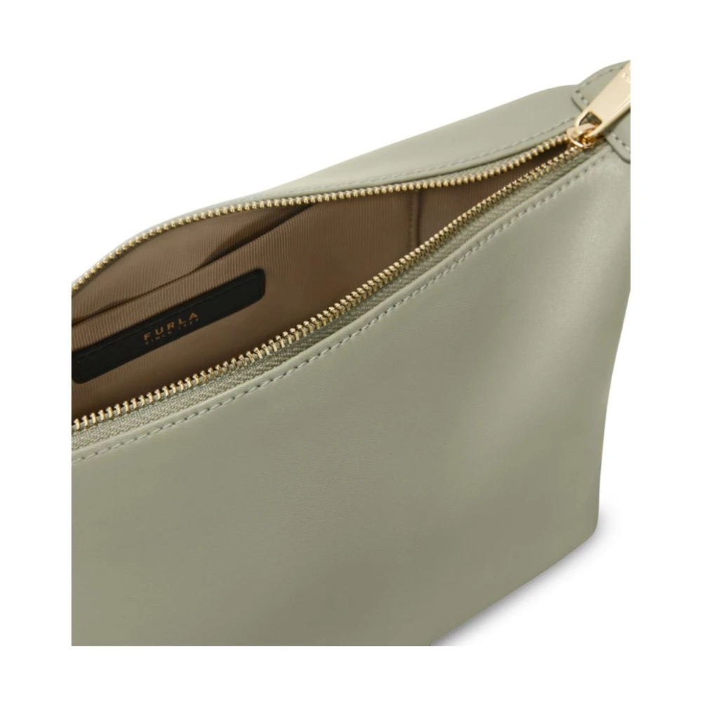 Furla Groene Leren Schoudertas met Rits Green Dames