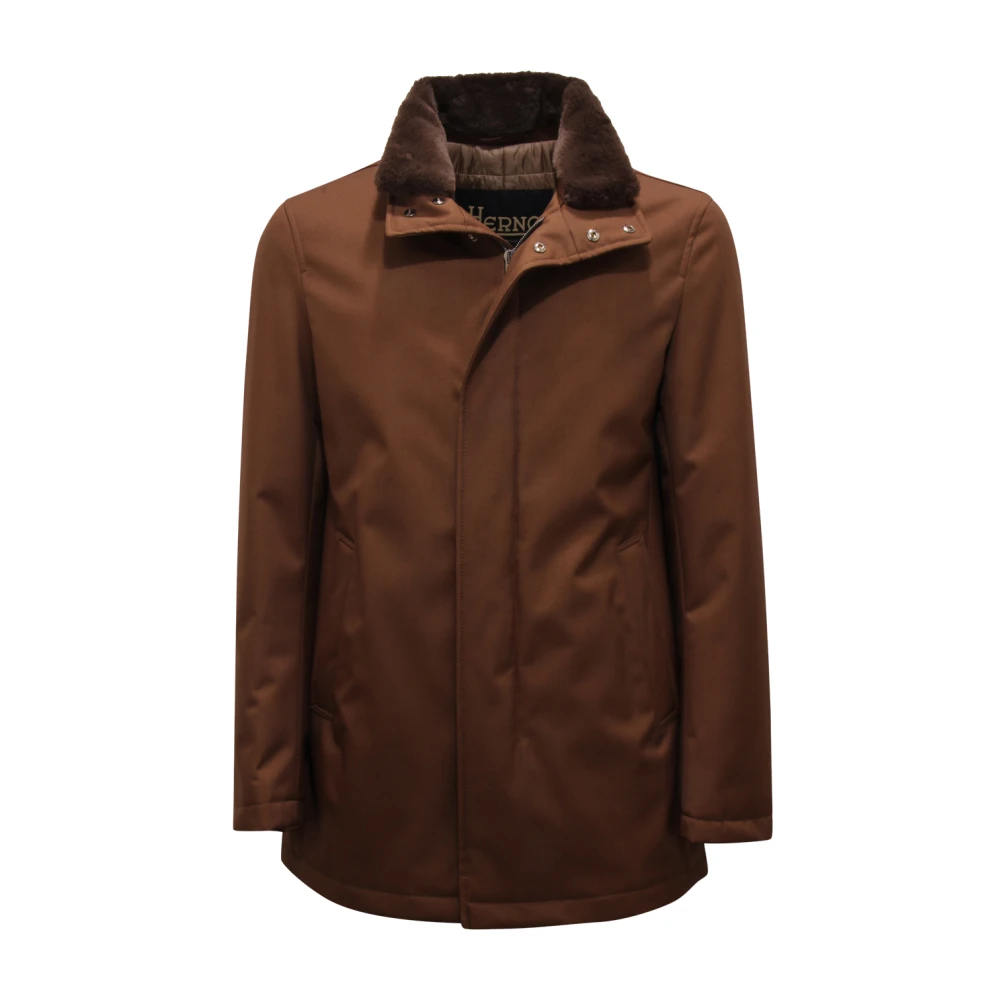 Herno Mannelijk Bruin Jassen Heren, M, Polyester, Lichte Gewatteerde Regenjas
