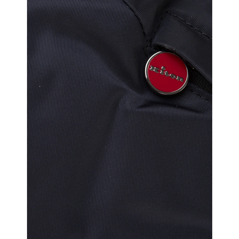 Kiton Blauwe Nylon Heuptas met Leren Details Blue Heren