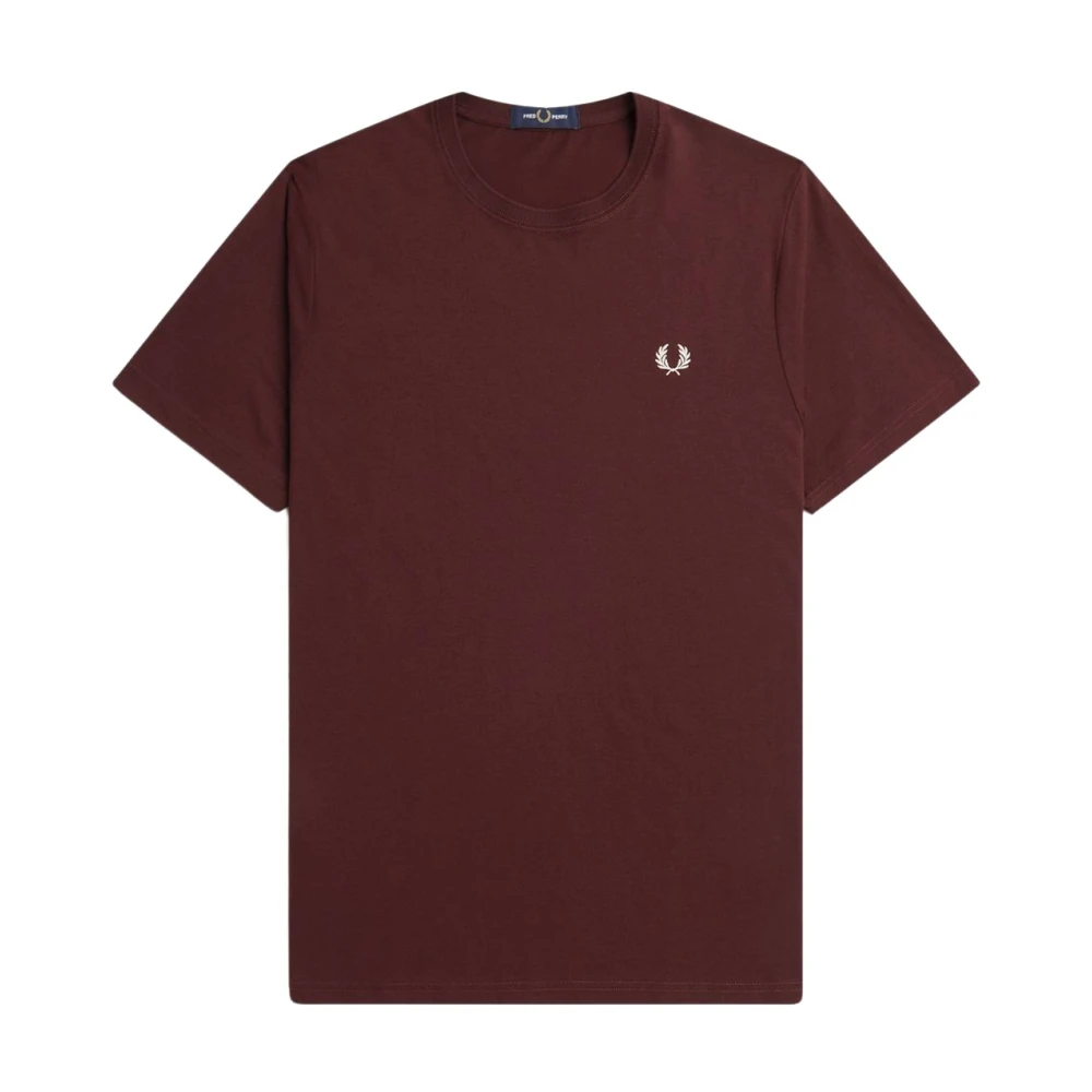 Fred Perry Bordeaux Logo Ronde Hals T-shirt Red Heren