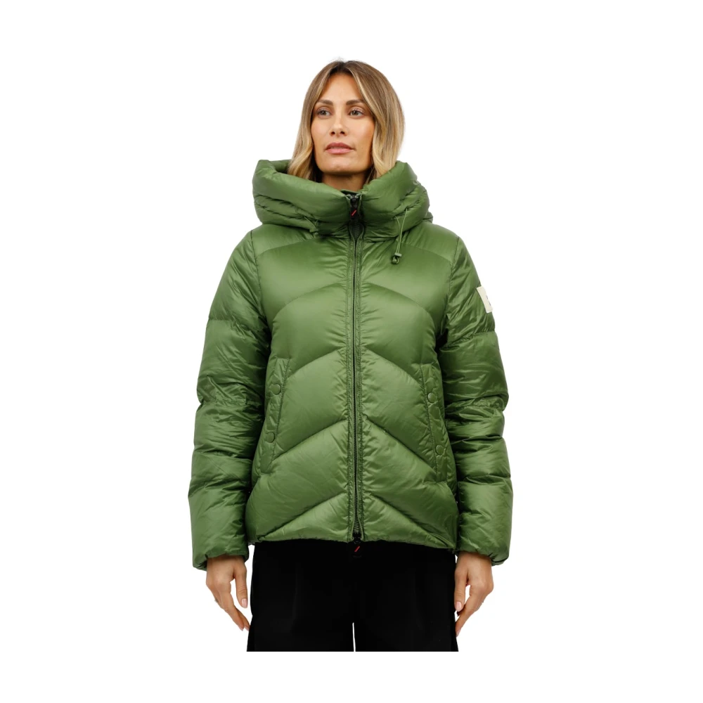 Afterlabel Korte glanzende nylonjas Helsinki Green Dames