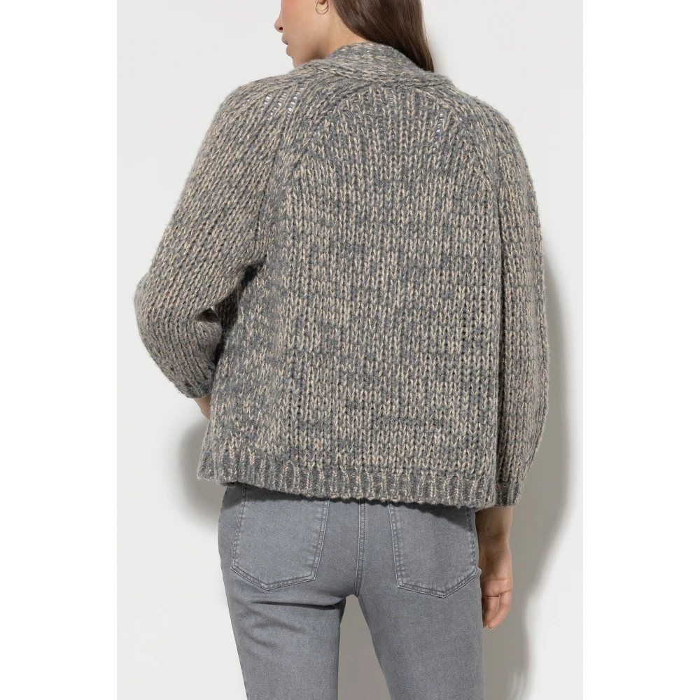 LUISA CERANO Bouclé Cardigan met Shawl Kraag Gray Dames