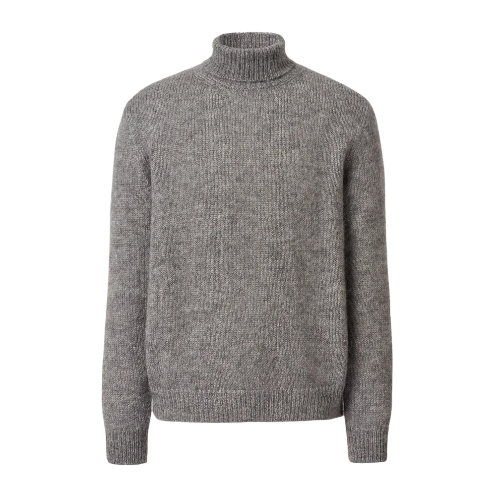 Massimo Alba Mohair Silk Turtleneck Sweater Gray Heren