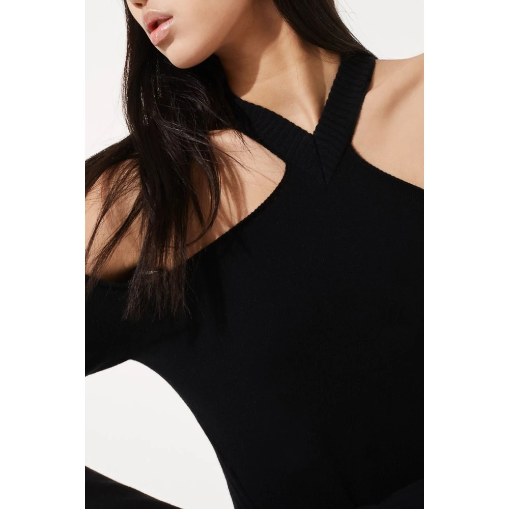 Circus Hotel Uitgesneden Wol Maxi Jurk Black Dames
