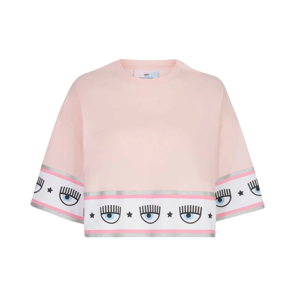 Chiara Ferragni Collection Maxi Logomania Crop T-shirt Pink Dames