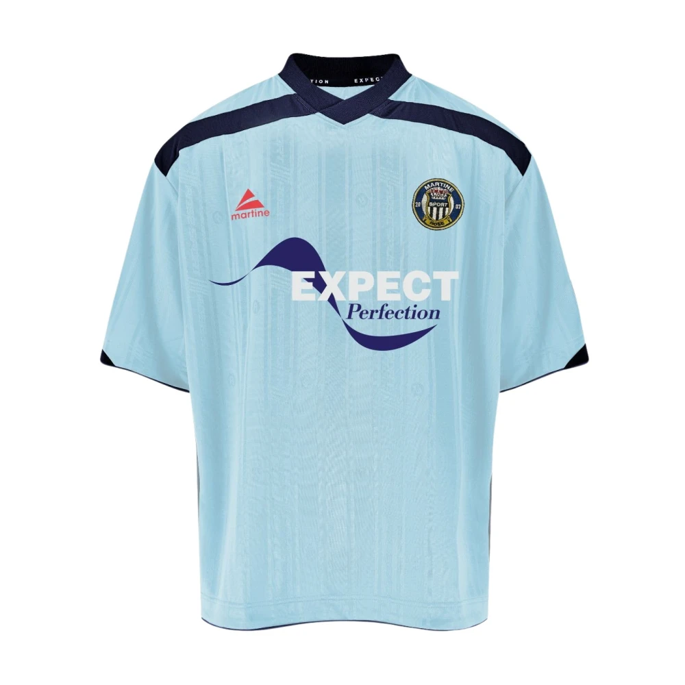 Martine Rose Men's Blue Ribbed V-Neck T-Shirt