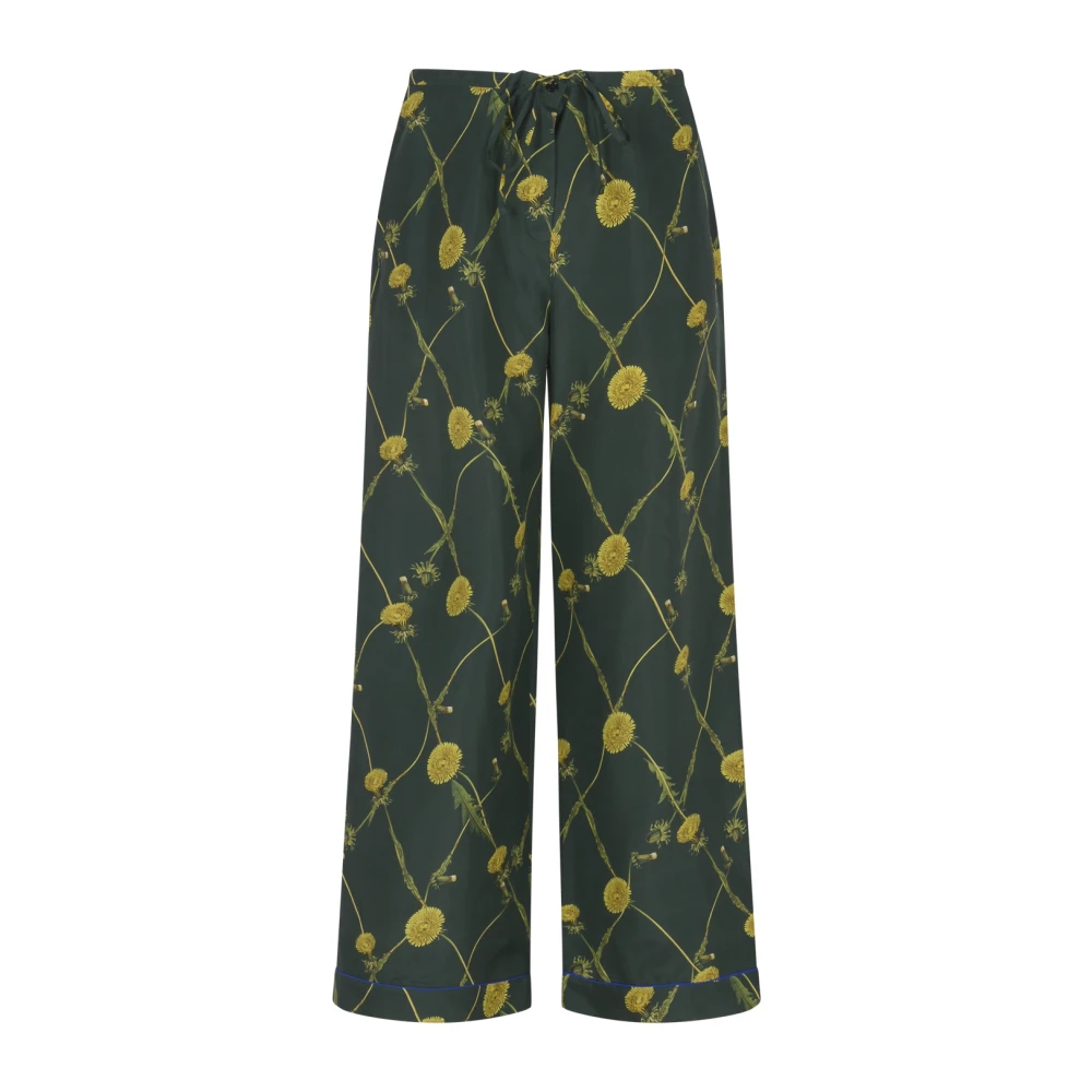 Burberry Zijden Pyjamabroek met Paardenbloemprint Green Dames