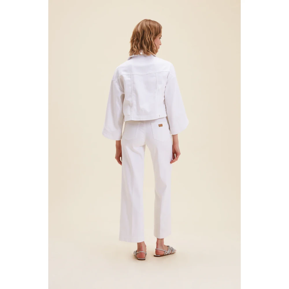 Nenette Studded Flare Broek White Dames