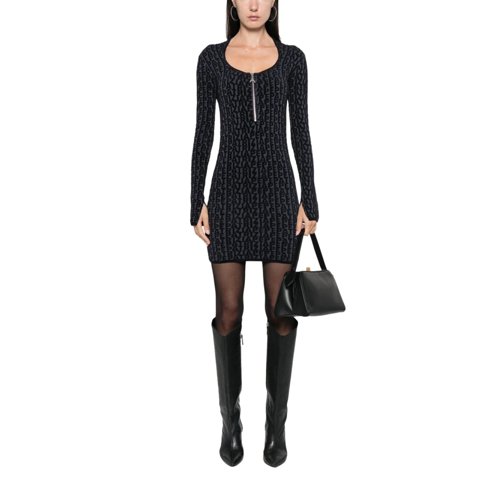 PATRIZIA PEPE Glam Mini Jurk met Monogram Detail Black Dames