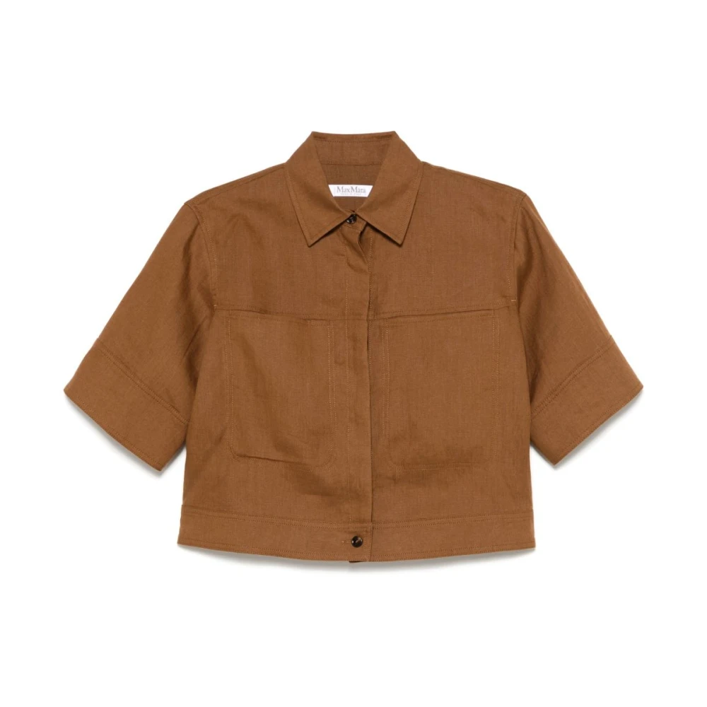 Max Mara Bruin leren overhemd met zakken Brown Dames