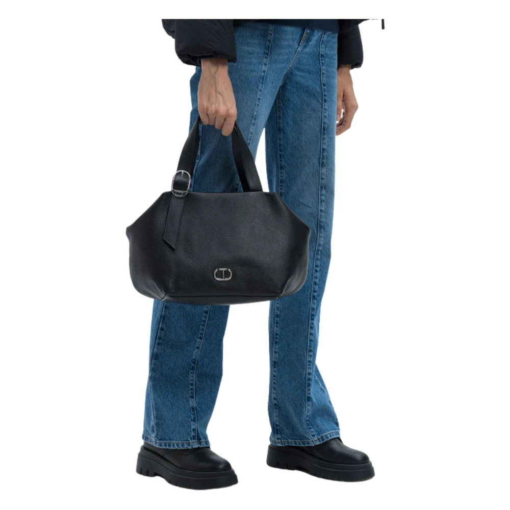 Twinset Zwarte tassen met ovaal metalen logo Black Dames