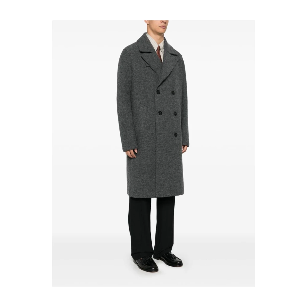 Harris Wharf London Antraciet Wol Lange Jas Gray Heren