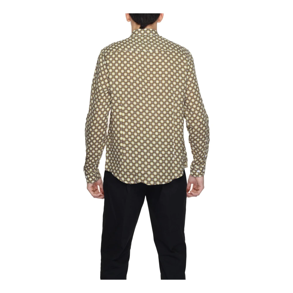 Gianni Lupo Geometrische Linnen Shirt Lange Mouwen Multicolor Heren