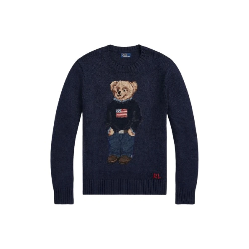 Polo Ralph Lauren Jacquard Polo Bear Sweater Blue, Dam