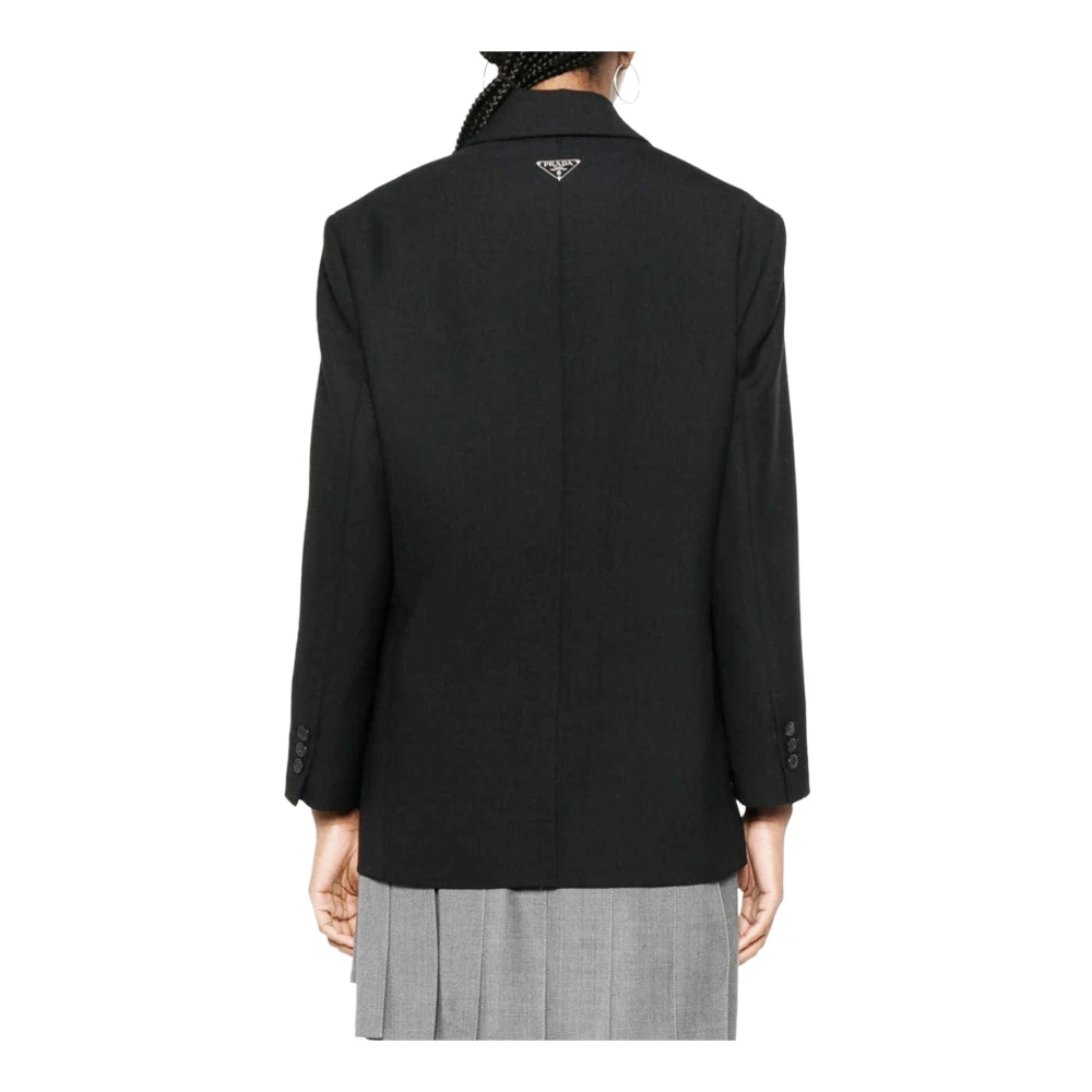 Prada Zwarte Wollen Blazer Elegant Stijlvol Black Dames
