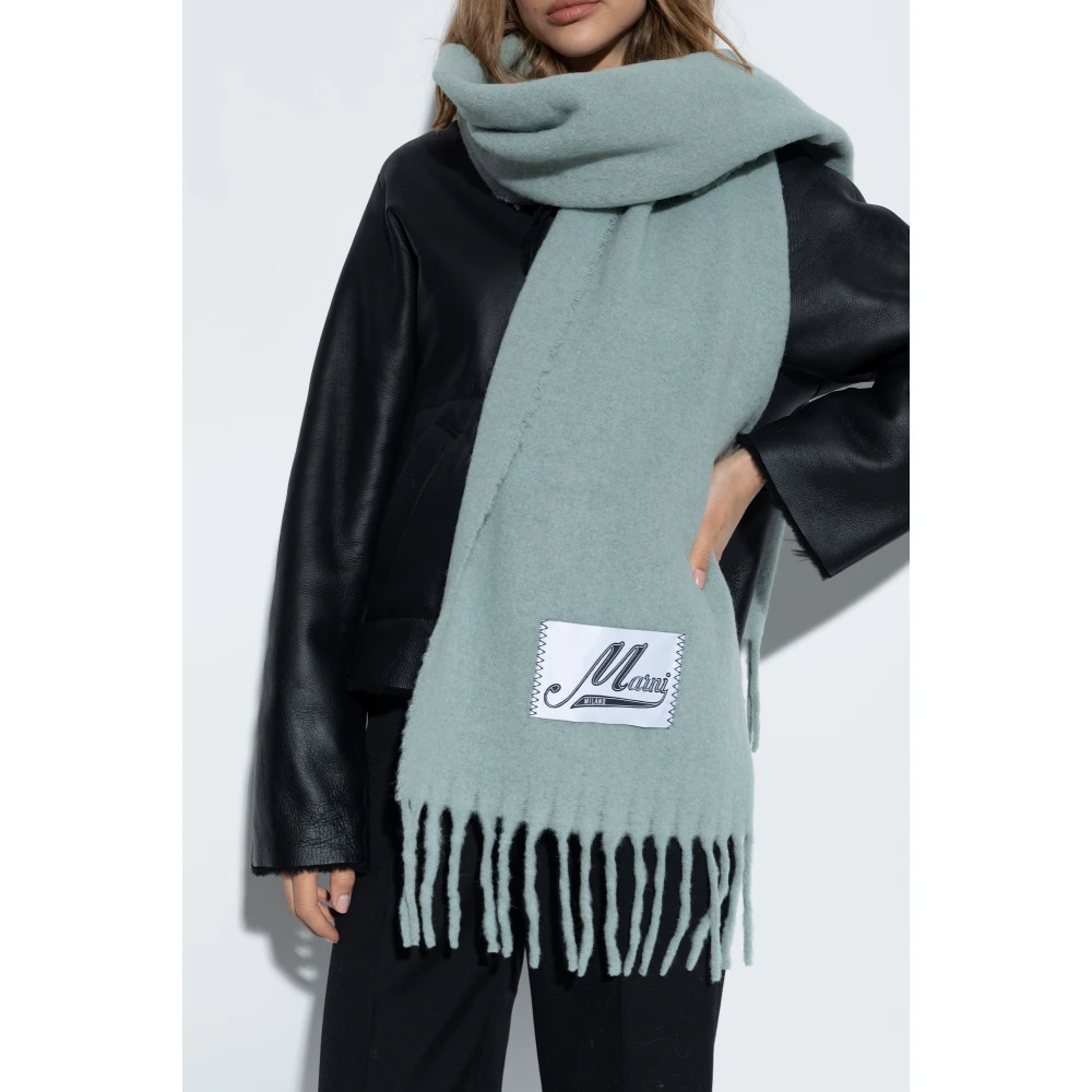 Marni Sjaal met logo patch Green Dames