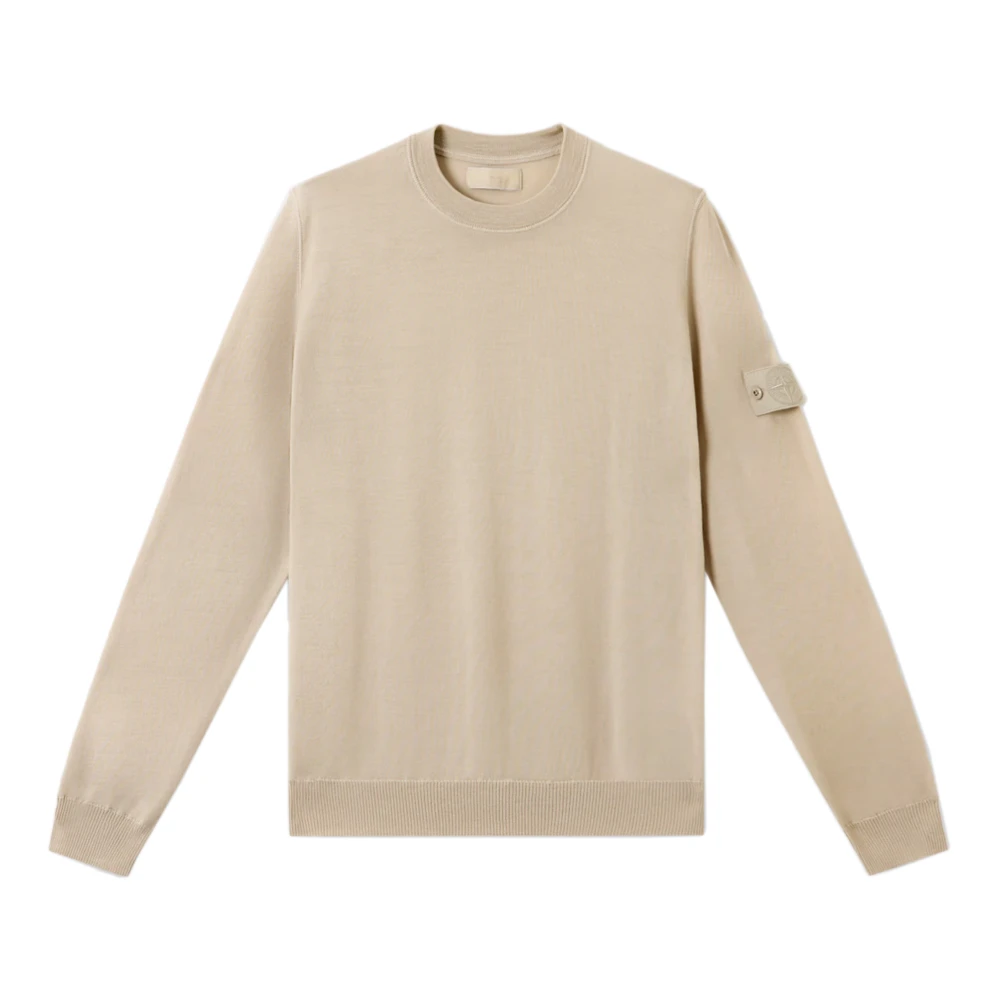 Stone Island Beige Crew Neck Wool Sweater Beige Heren