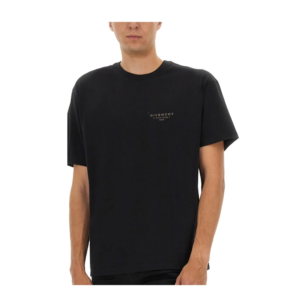 Givenchy Blue T-Shirts, Male, S, Ribbed Collar T-Shirt