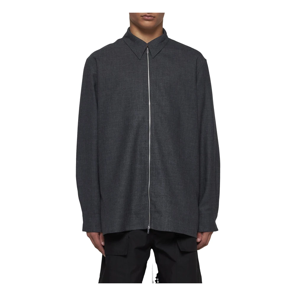 Studio Nicholson Axia Donkergrijs Wol Overhemd Gray Heren