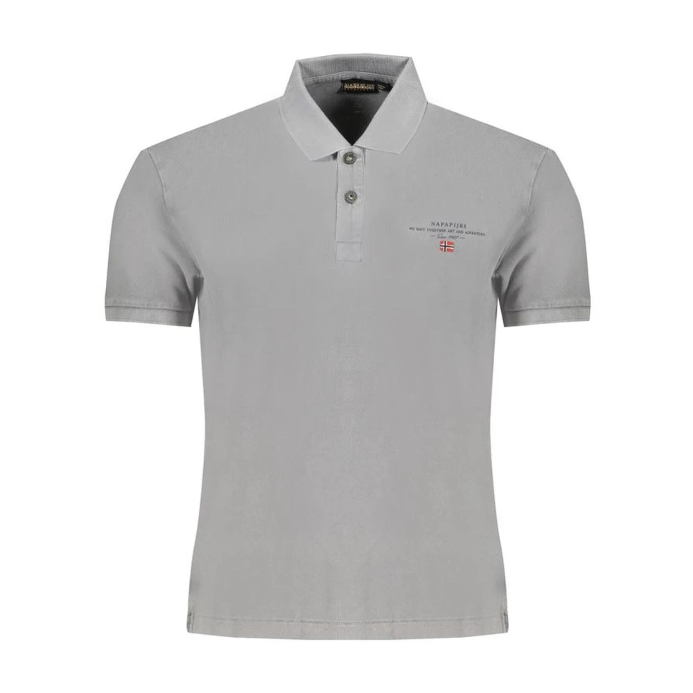 Napapijri Men's Gray Logo Polo Shirt Cotton Short-Sleeved