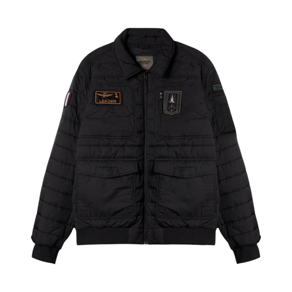 Aeronautica militare Gewatteerde militaire stijl jas Black Heren