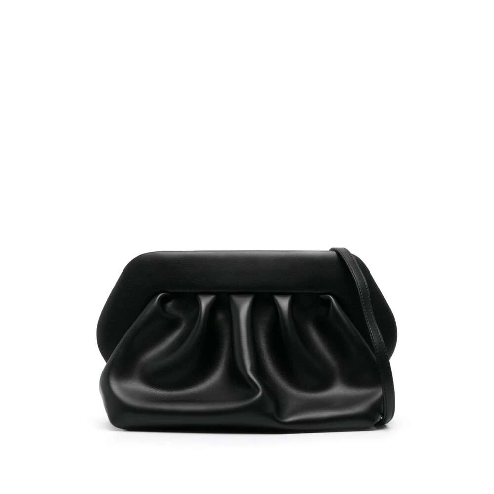 Themoirè Vrouw Zwart Tassen Dames, One Size, E Verzamelde Detailing Schoudertas