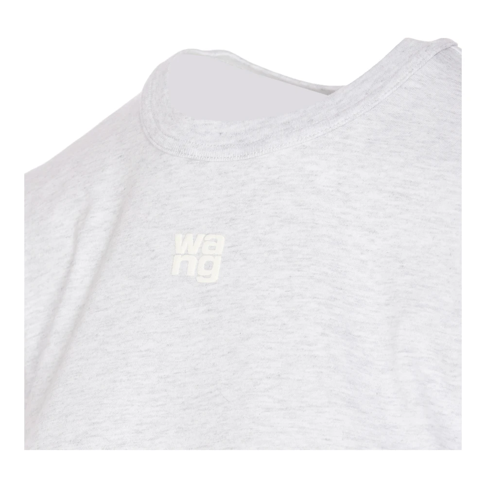 alexander wang Grijze Logo T-shirt Crewneck Crop Model Gray Dames