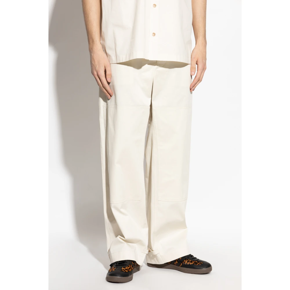 Dolce & Gabbana Katoenen broek met stiksels Beige Heren