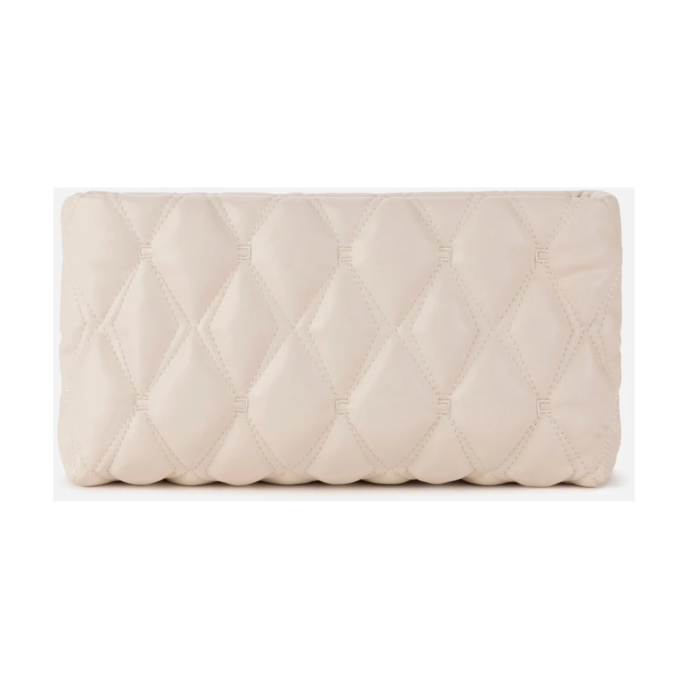 Elisabetta Franchi Geëmbosseerde Stoffen Clutch met Gouden Logo Pink Dames