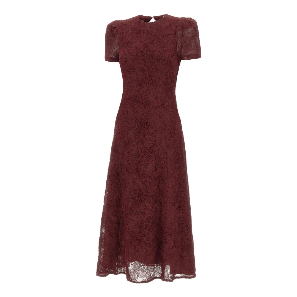Rotate Birger Christensen Red Party Dresses, Female, S, 3D Mesh Maxi Dress