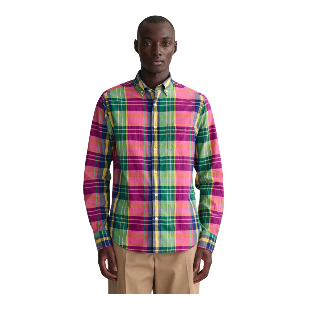 Gant Rood Geruite Overhemd Multicolor Heren