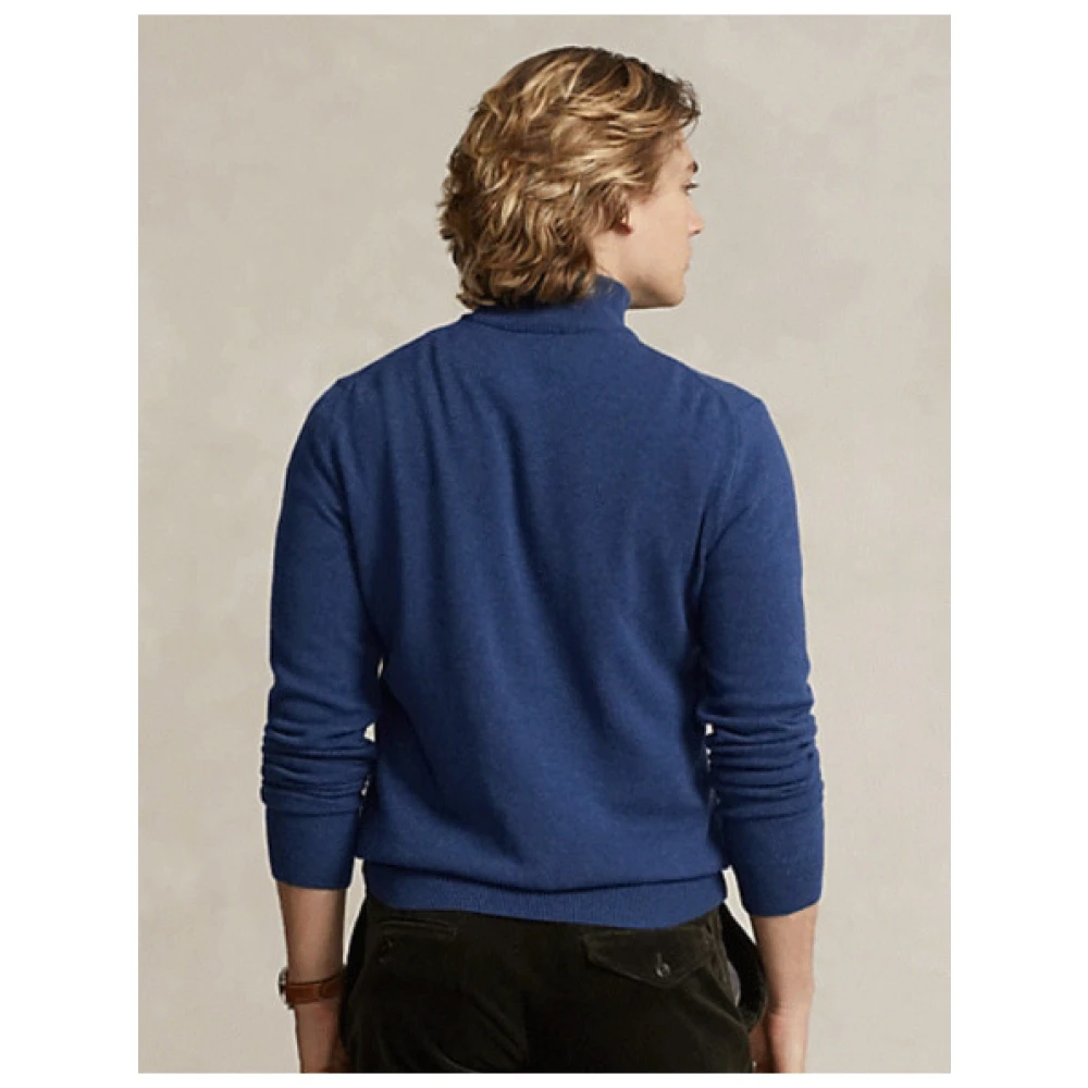 Ralph Lauren Trek half-rits wol Blue Heren