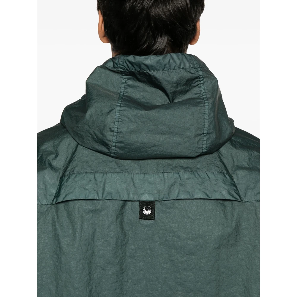 Stone Island Groene Hoodie met ritssluiting zakken Green Heren