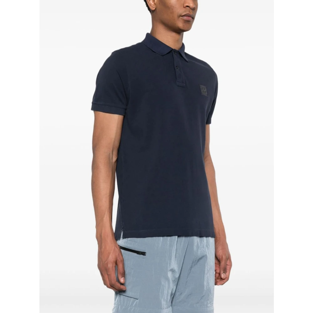 Stone Island Blauw Poloshirt met Kompas Applicatie Blue Heren