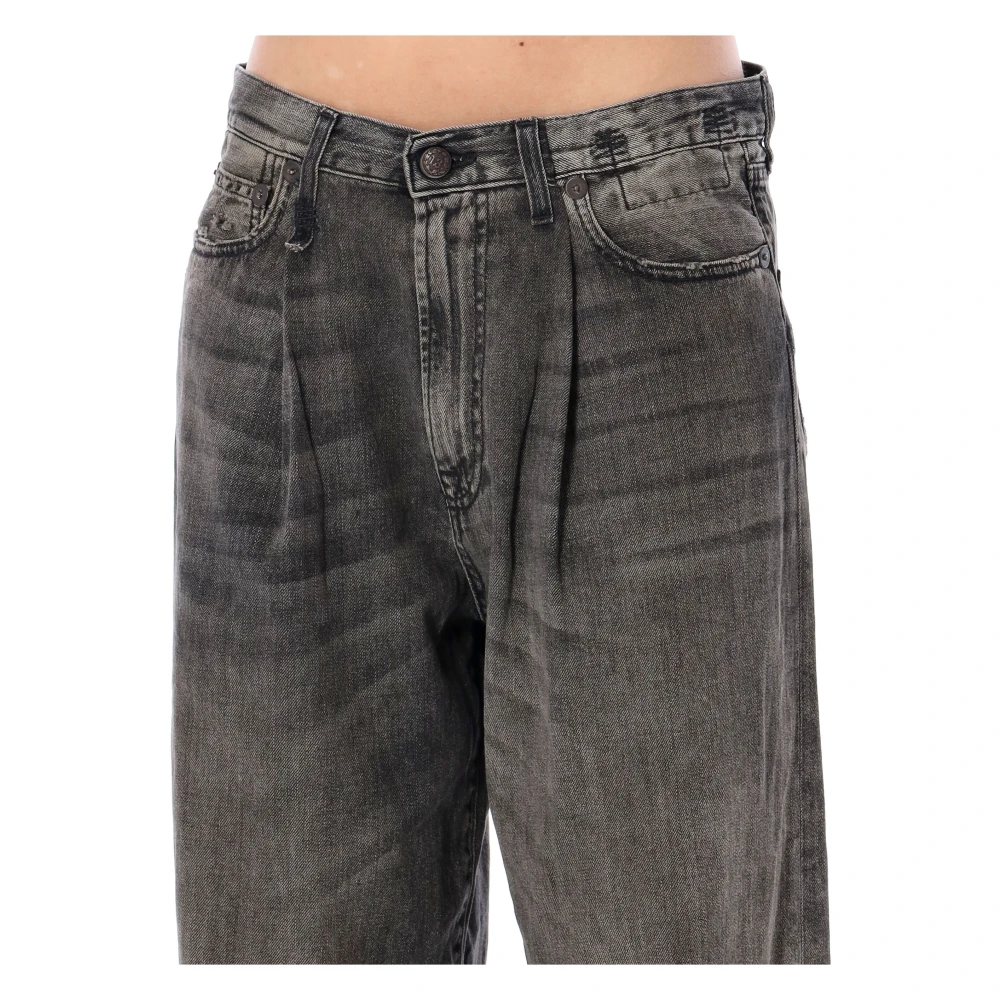 R13 Damon Pleated Wide Leg Jeans Gray Dames