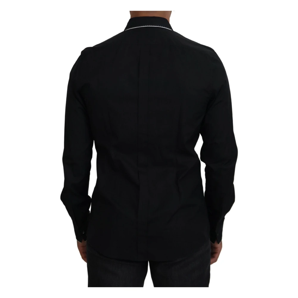 Dolce & Gabbana Elegant Slim Fit Tuxedo Dress Shirt Black Heren