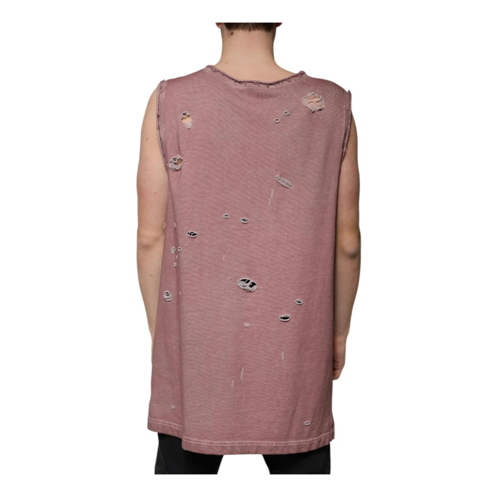 Dolce & Gabbana Bruine Mouwloze Katoenen T-shirt Pink Heren