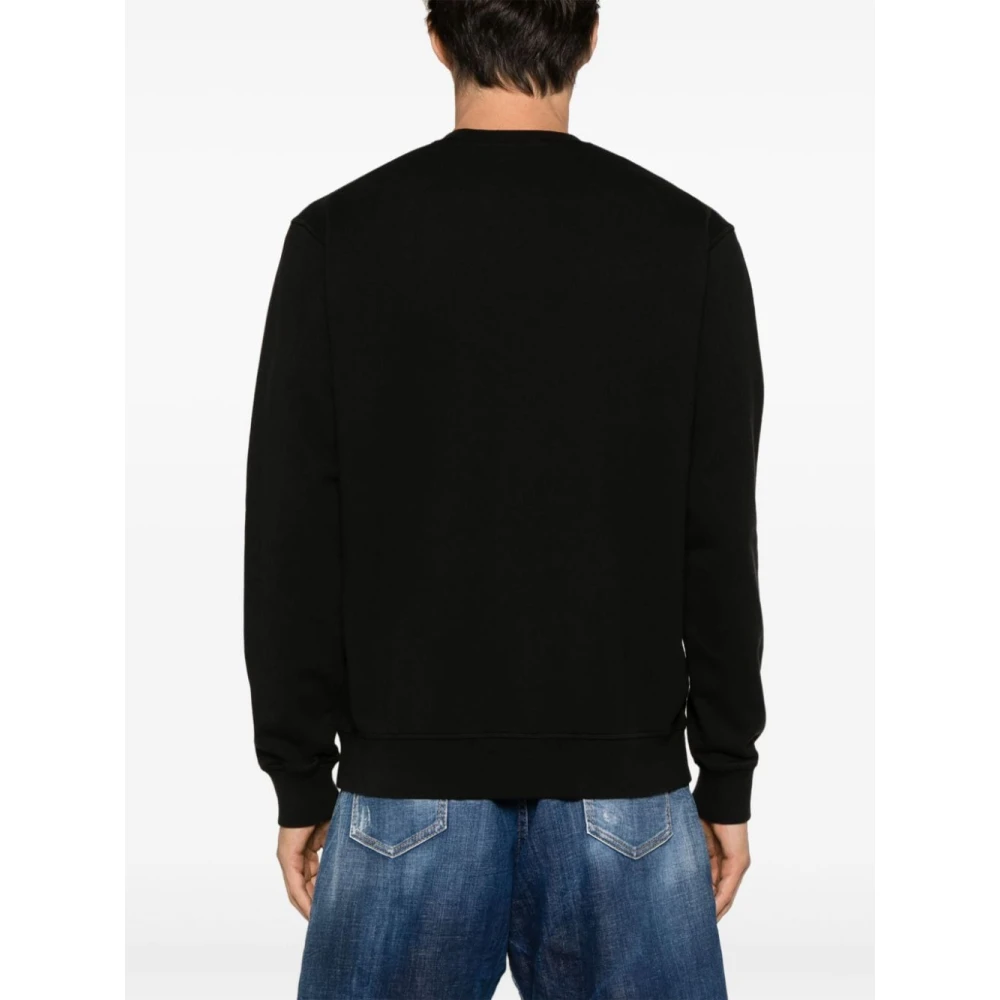 Dsquared2 Zwart Logo Print Crew Neck Sweater Black Heren