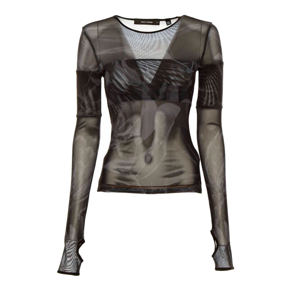 Daily Paper Bloemen Mesh Top met All-Over Patroon Gray Dames