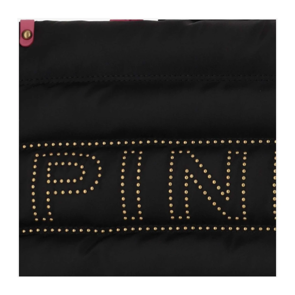 pinko Gewatteerde nylon tote tas met logo detail Black Dames