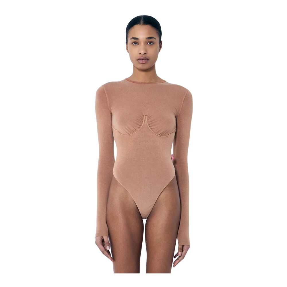 Diesel Katoenen Body met Ingebouwde Ondersteuning Beige Dames