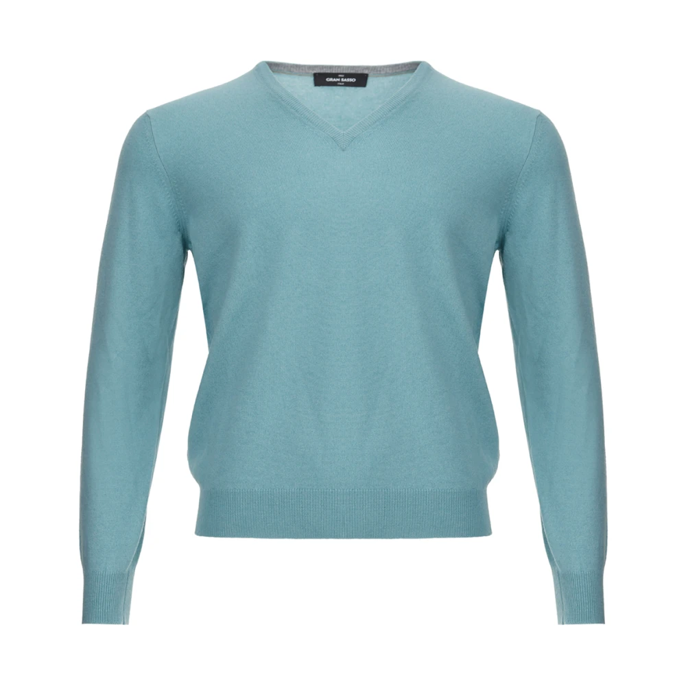 Gran Sasso Stijlvolle V-hals gebreide kleding Blue Heren