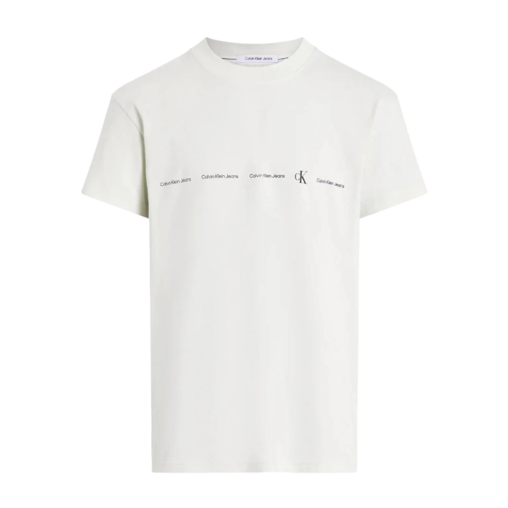 Calvin Klein Logo Herhaal Tee Urban Stijl Beige Heren