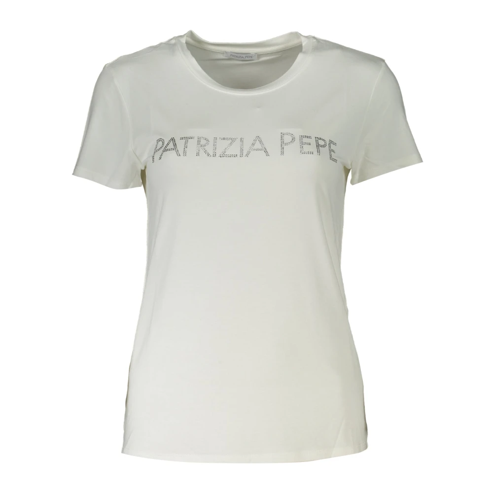 PATRIZIA PEPE T-shirt met korte mouwen en contrastdetails White Dames