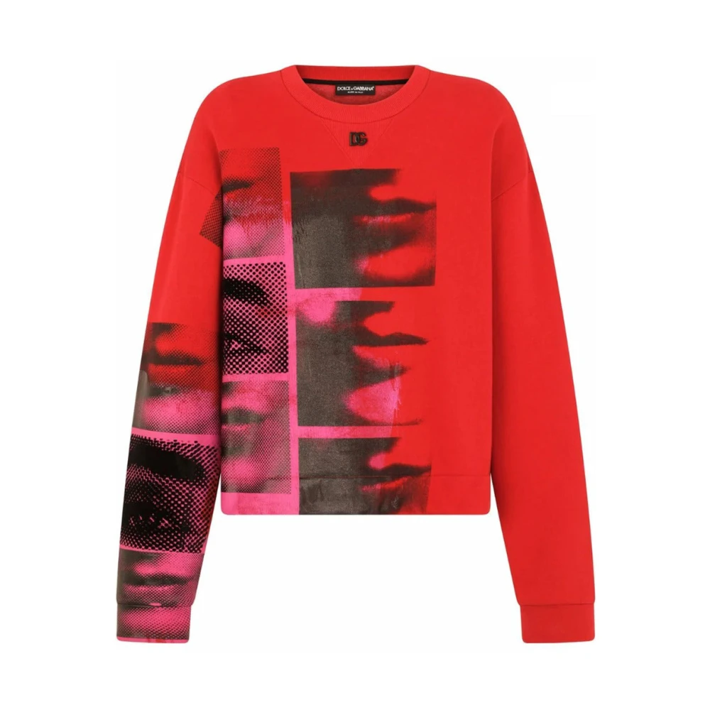 Dolce & Gabbana Sweatshirt met Grafische Print en Trekkoordzoom Red Heren