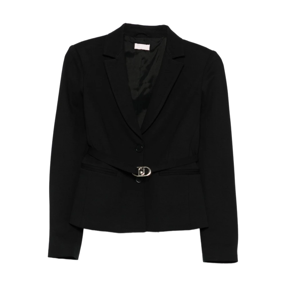 Liu Jo Kvinno Svart Jackor Dam, S, Polyester, Giacca Con Cintura Logata