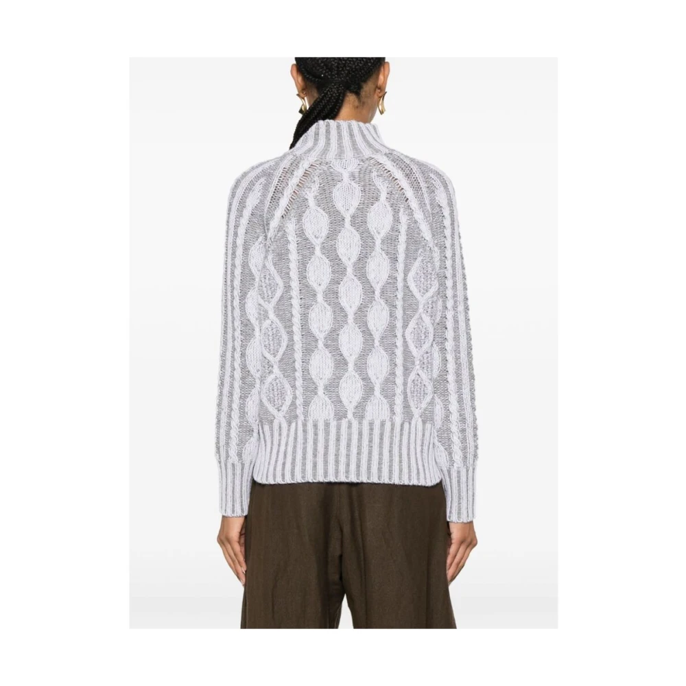 allude Grijze Kabeltrui Rolhals Sweater Gray Dames