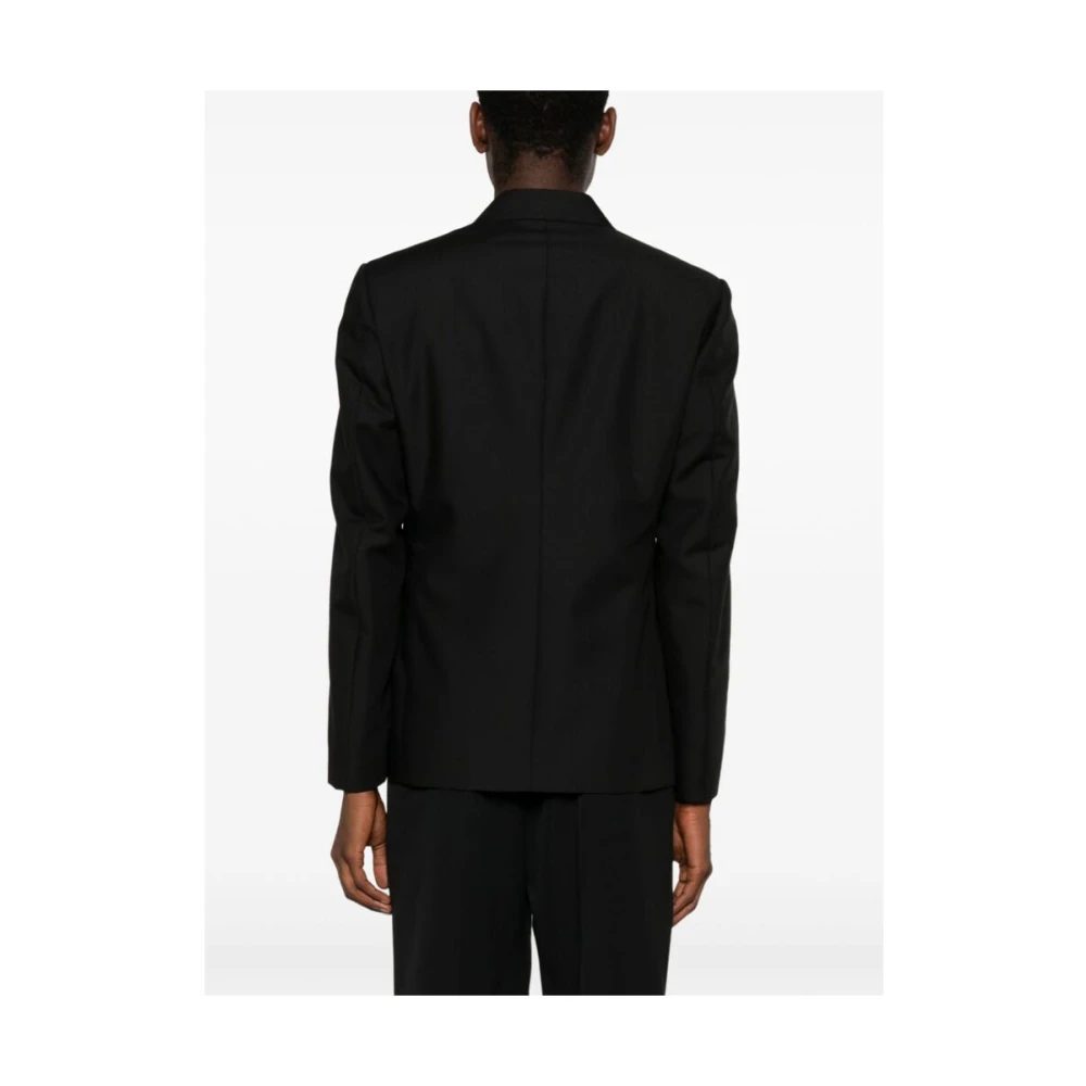 Lardini Zwart Wollen Blend Double-Breasted Jas Black Heren
