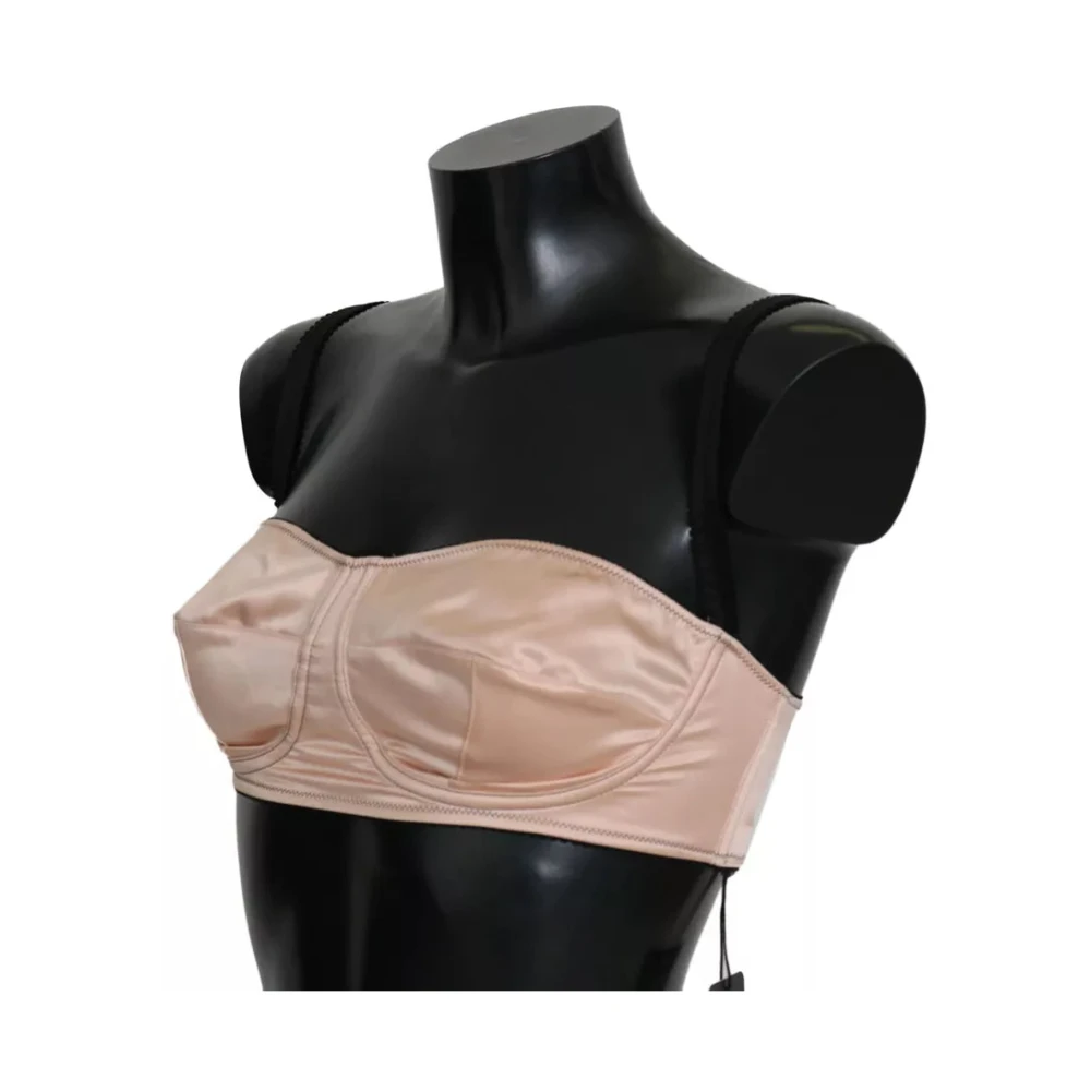 Dolce & Gabbana Zwarte Bandjes Roze Balconette Beha Pink Dames