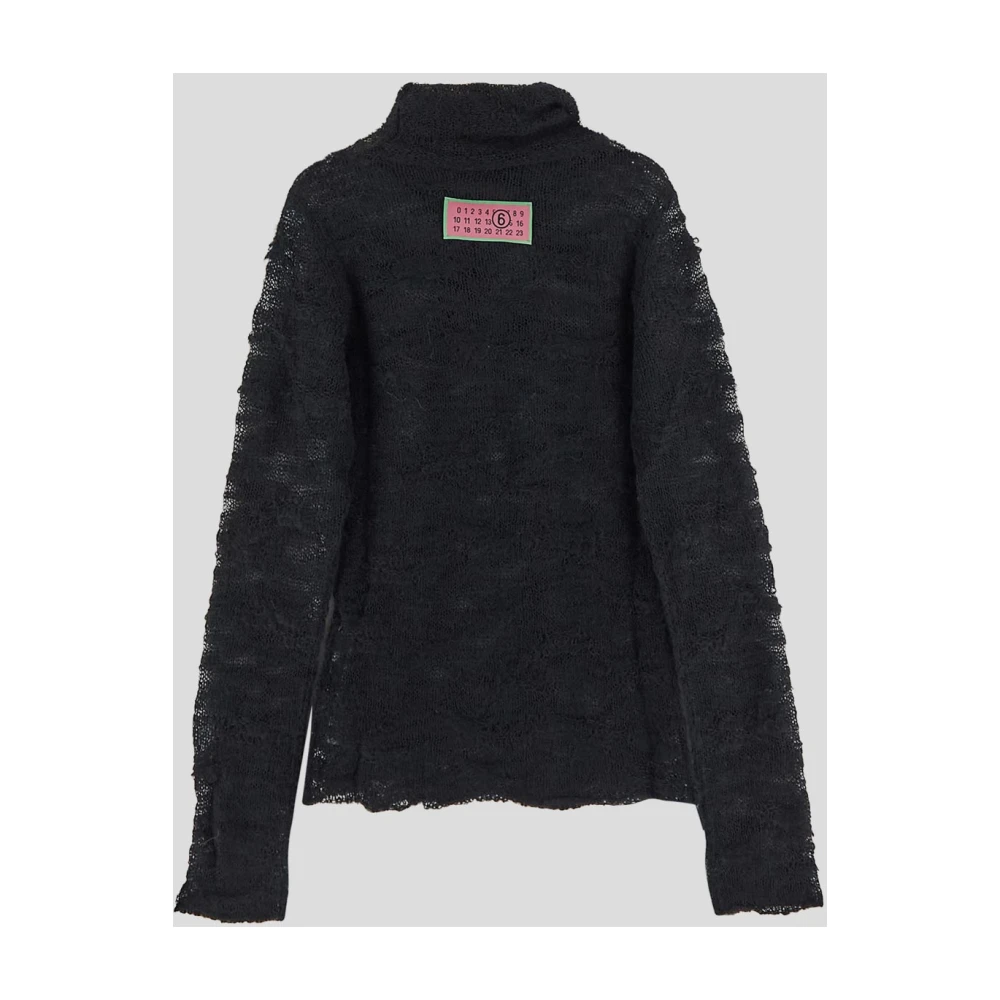 MM6 Maison Margiela Acrylic Turtleneck Knit Sweater Black Dames